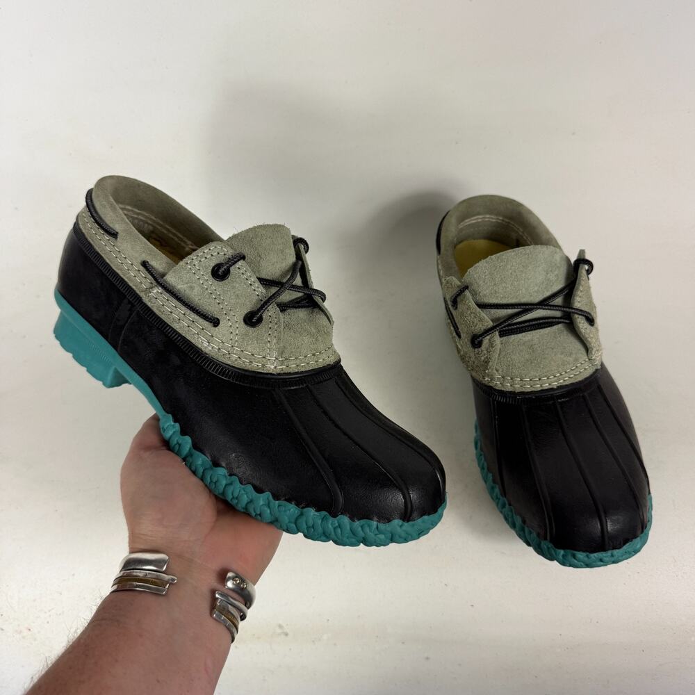 L.L. Bean Duck Boots Kids 6 Blue Lace-Up Suede Round Toe Waterproof Classic